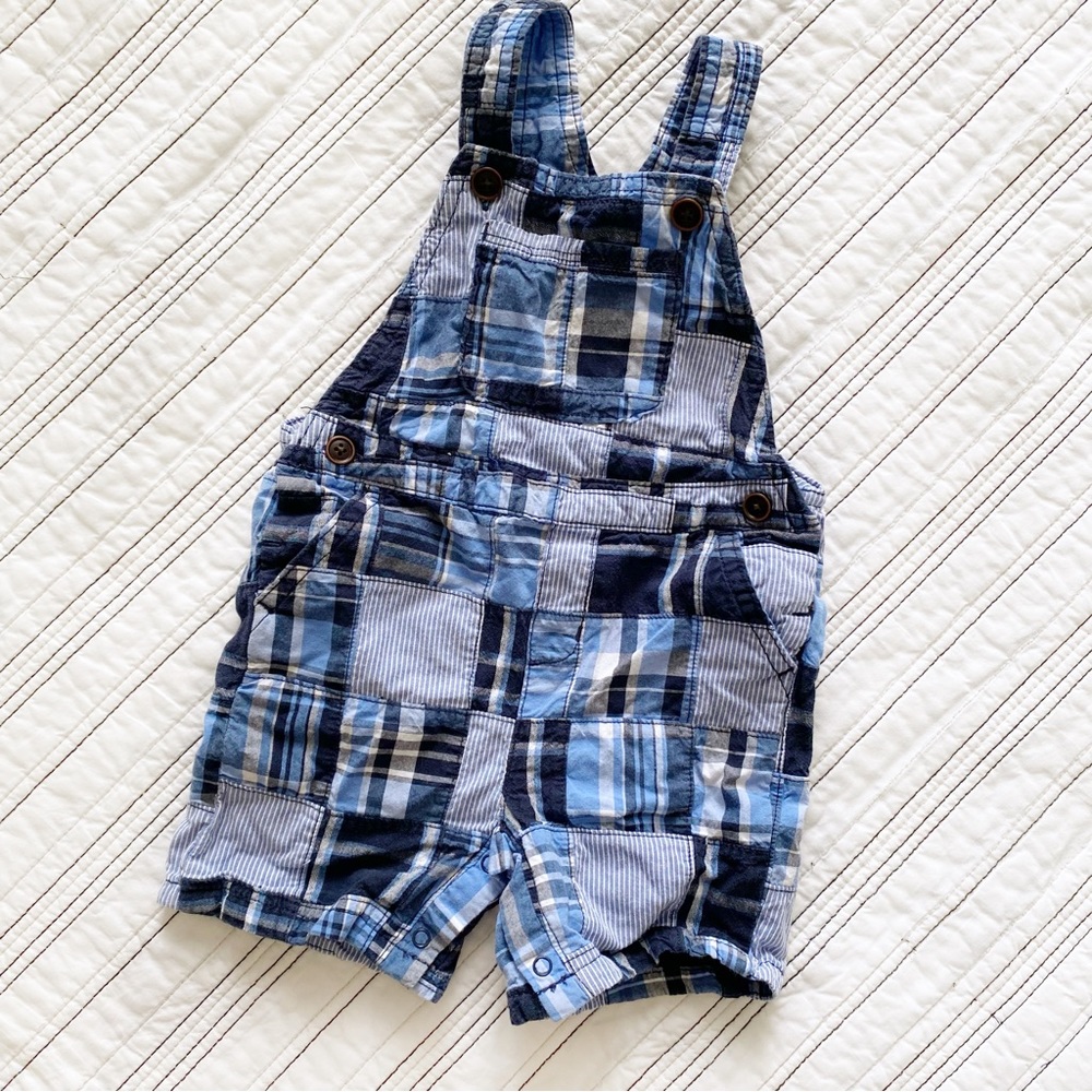 Gymboree Baby Multi Blue Plaid Soft Overalls 18-24 months